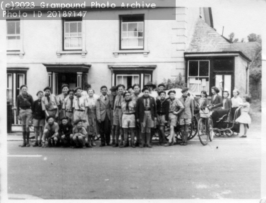 Picture of Scouts outside the barber's shop